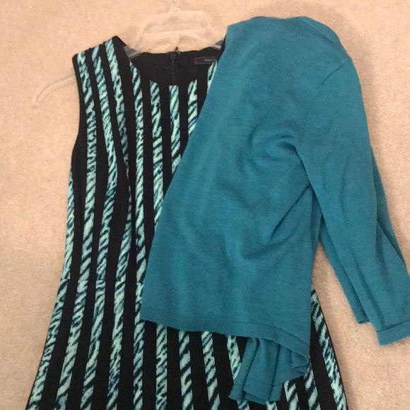 Bcbg black dress with vertical turquoise stripes - Picture 7 of 8